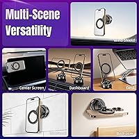 Vista 7 de Magnetic Vacuum Car Phone Holder with Strong Suction Cup 360° Adjustable Foldable Phone Mount Portable Phone Holders for Your Car/Gym/Mirror Mount