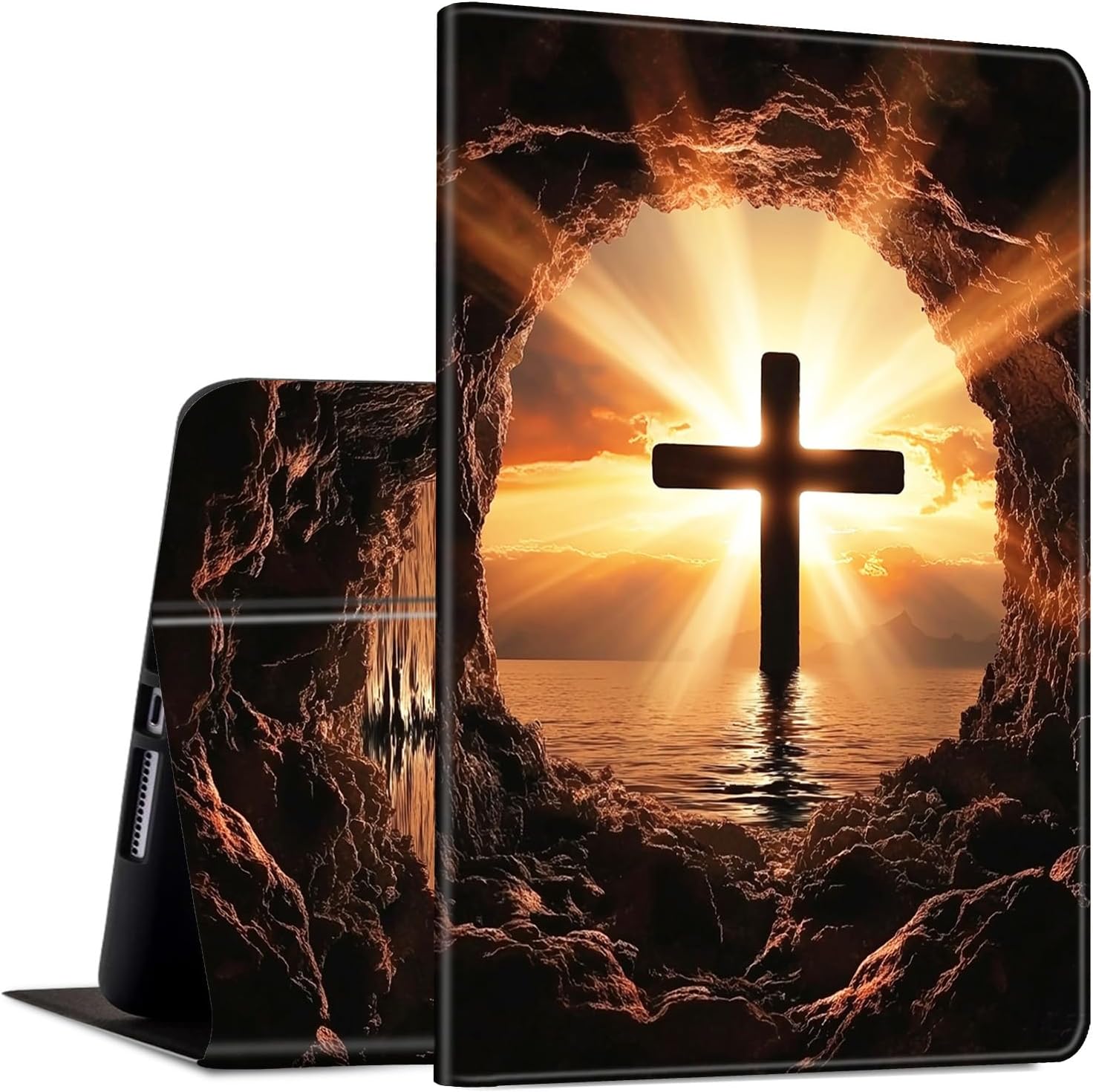 Case for All-New Amazon Kindle Fire HD 10 & 10 Plus Tablet (13th/11th Generation, 2023/2021 Release) 10.1" PU Leather Slim Adjustable Stand Smart Cover with Auto Sleep/Wake, Christian Cross
