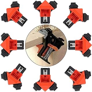 DEAYOU 8 PCS 90 Degree Corner Clamps, Right Angle Clamp with Adjustable Swing Corner, Woodworking Fixing Clips for Carpenter, Welding, Drilling, Making Cabinets, Photo Framing, Crafting Projects