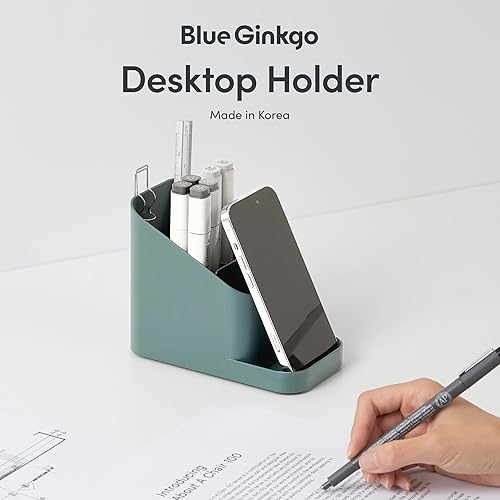 Miniatura 2 de BLUE GINKGO Soporte de escritorio - Organizador de oficina hecho en Corea para lápices, bolígrafos, notas y suministros de escritorio (verde)