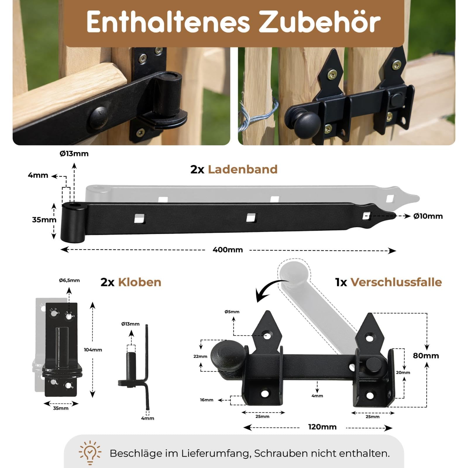 BOOGARDI Gartentor Holz imprägniert in 14 Größen · Garten Tor für Staketenzaun 80 cm hoch · Holztor Haselnuss Bauerntor Zauntor · Gartentür 100 cm breit (7-9cm Lattenabstand)
