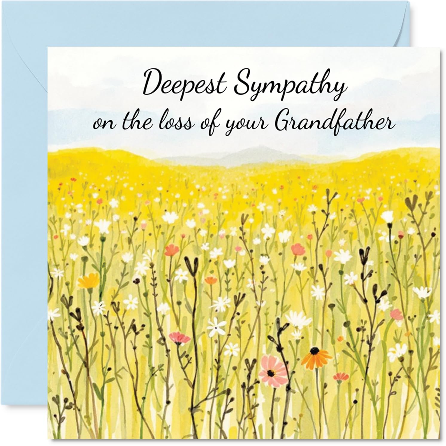 Sympathy Card Loss of Grandfather - Field of Memories - Mourning Bereavement Cards for Adults, 145mm Condolences Thinking of You Greeting Cards