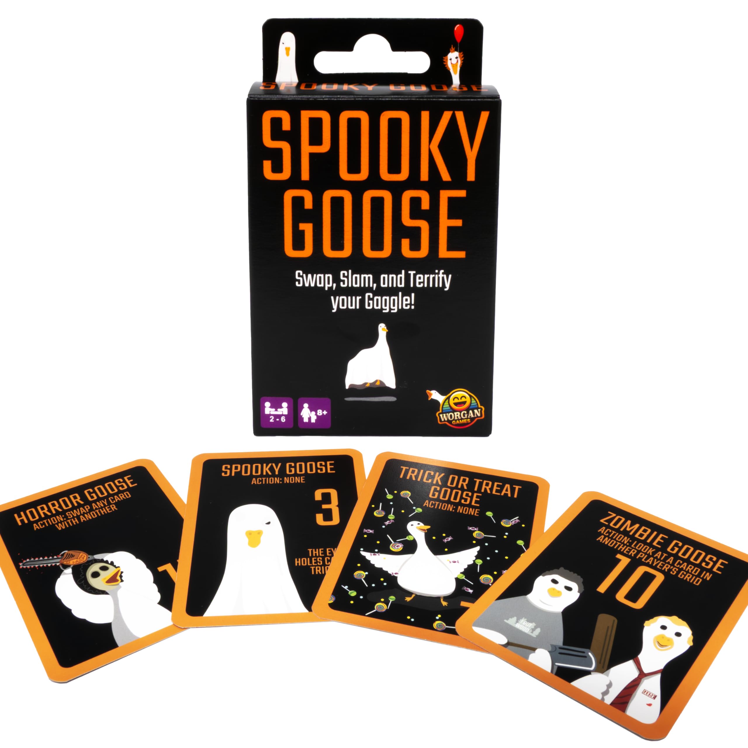 Worgan Games Spooky Goose - Quick-Thinking Memory Game - Halloween Themed - Travel Size - 2-6 Players - Age 8+