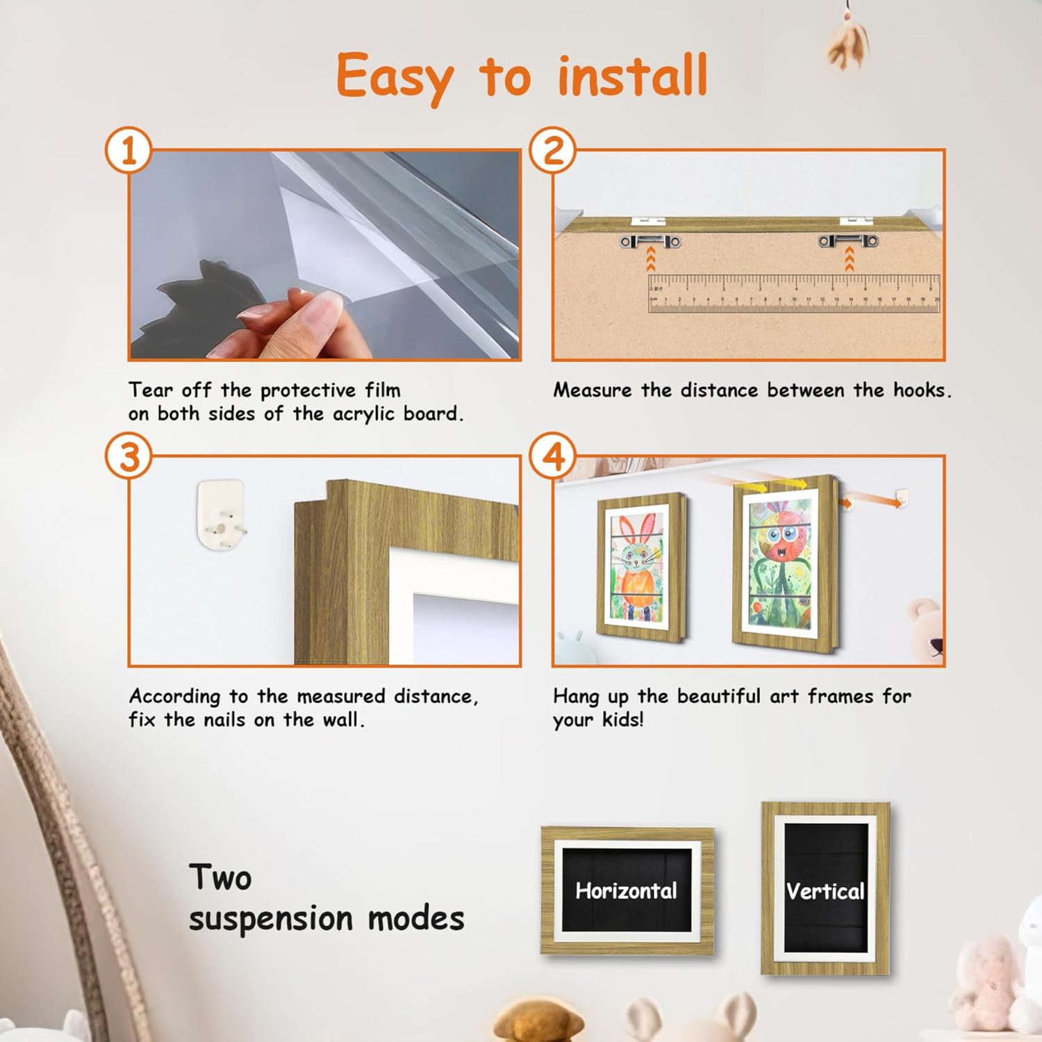 [4-Pack] Kids Artwork Frames Changeable Picture Frames 8.5 x 11 inch Frames for Kids Artwork Front Opening Picture Frames Home Décor Up to 150 Pieces of Kids Art Frame Craft Storage Hanging BLACK