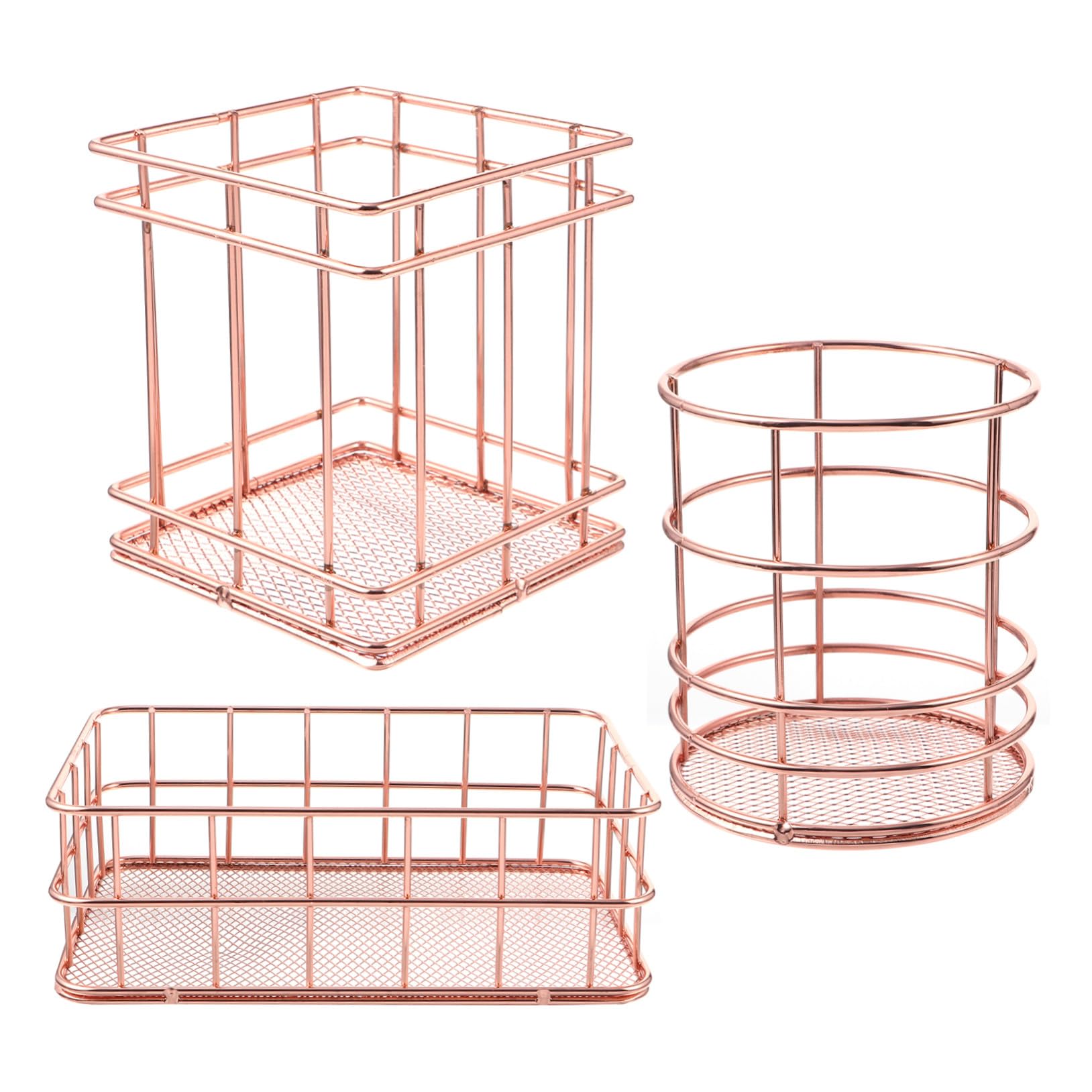 Panier de rangement en acier inoxydable rose pour maison 3 pièces