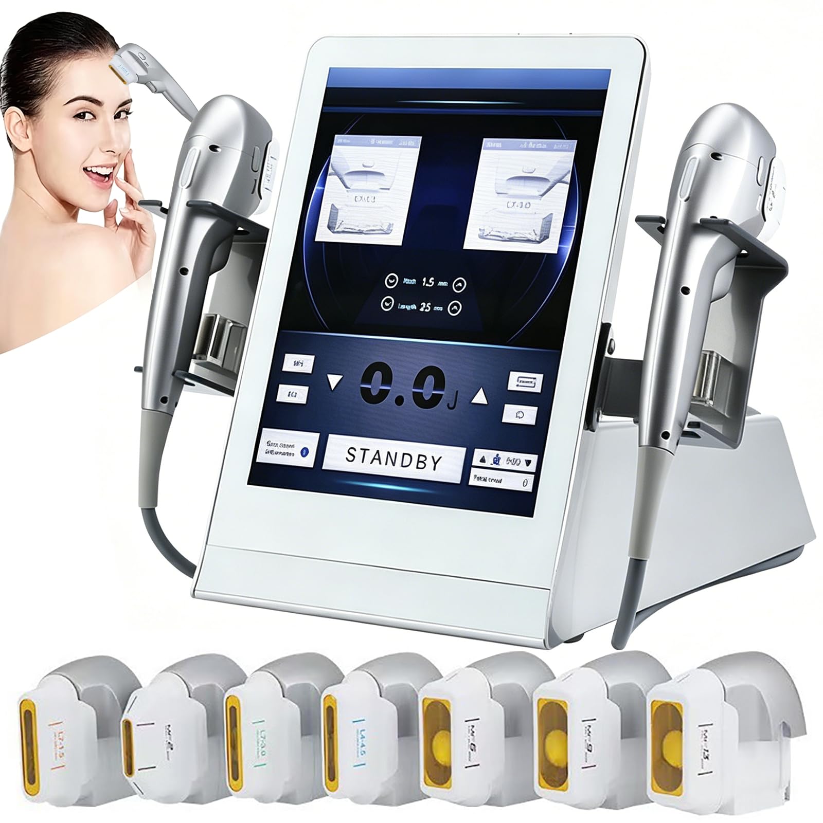 ZHZWwansuGE 7D HIFU Facial Lifting Device, With Dual-Probe Handle For Facial Lifting And Body Sculpting, For Slimming And Skin Firming, 7 Focused High-Intensity Focused Probes