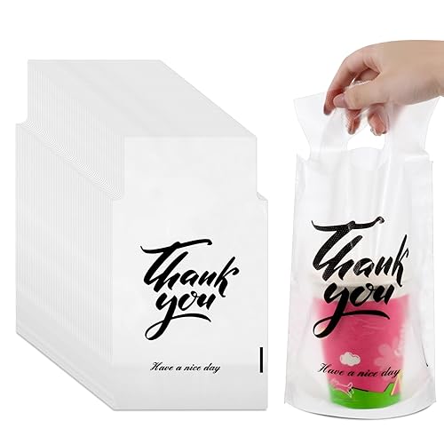 PerKoop 500 unidades de portador de bebidas para entrega de vasos transparentes con asa, bolsas de bebida de agradecimiento individuales para disponible en Yaxa El Salvador