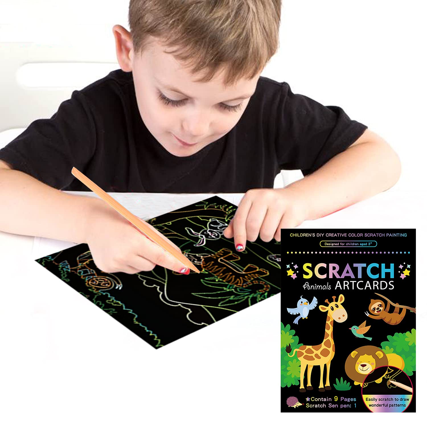 Georgie Porgy Zestaw obrazków do zdrapywania DIY zestawy rzemieślnicze dla dzieci, magiczny papier do zdrapywania, notatnik, Wielkanoc, Boże Narodzenie, prezent urodzinowy dla chłopców i dziewczynek