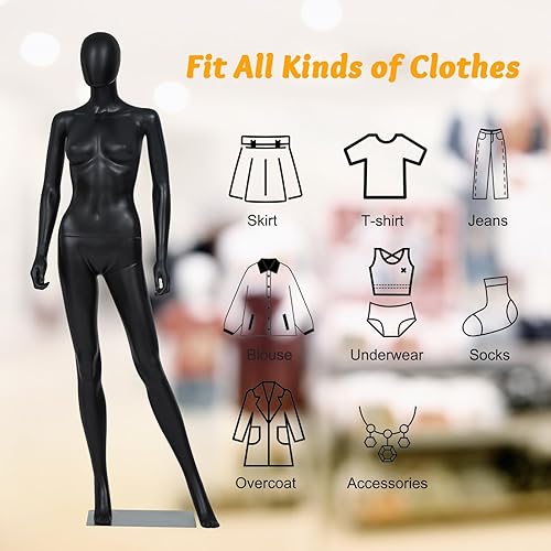 Miniatura 6 de Kinsunny Maniquí femenino para vestido con forma de cuerpo - Maniquí desmontable ajustable de cuerpo completo con soporte realista y base de metal