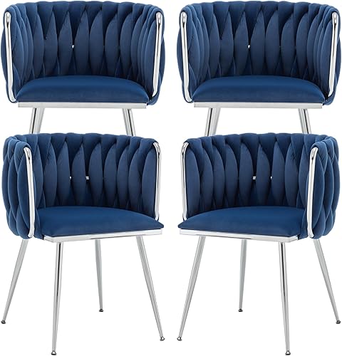 Juego de 4 Sillas de Comedor de Terciopelo Systemkenji, Sillas Tapizadas para Comedor con Patas de Metal, Sillas de Comedor Modernas 4, Sillas