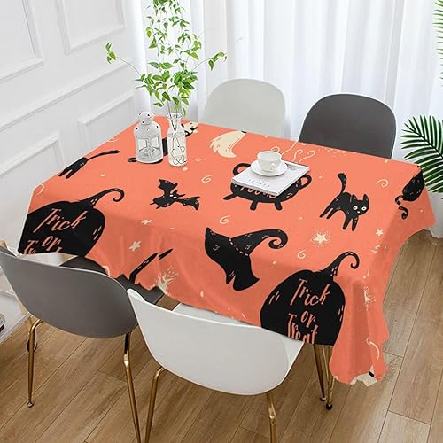 Miniatura 5 de Mantel rectangular de Halloween con diseño de gato, impermeable, resistente a las manchas, lavable, de poliéster, para picnic, cena, vacaciones,