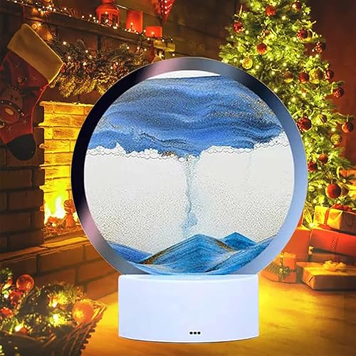 WLWMCFXPWH Lámpara de mesa creativa de arena movediza lámpara LED de reloj de arena 3D arte de arena móvil lámpara de mesa de noche de arte de