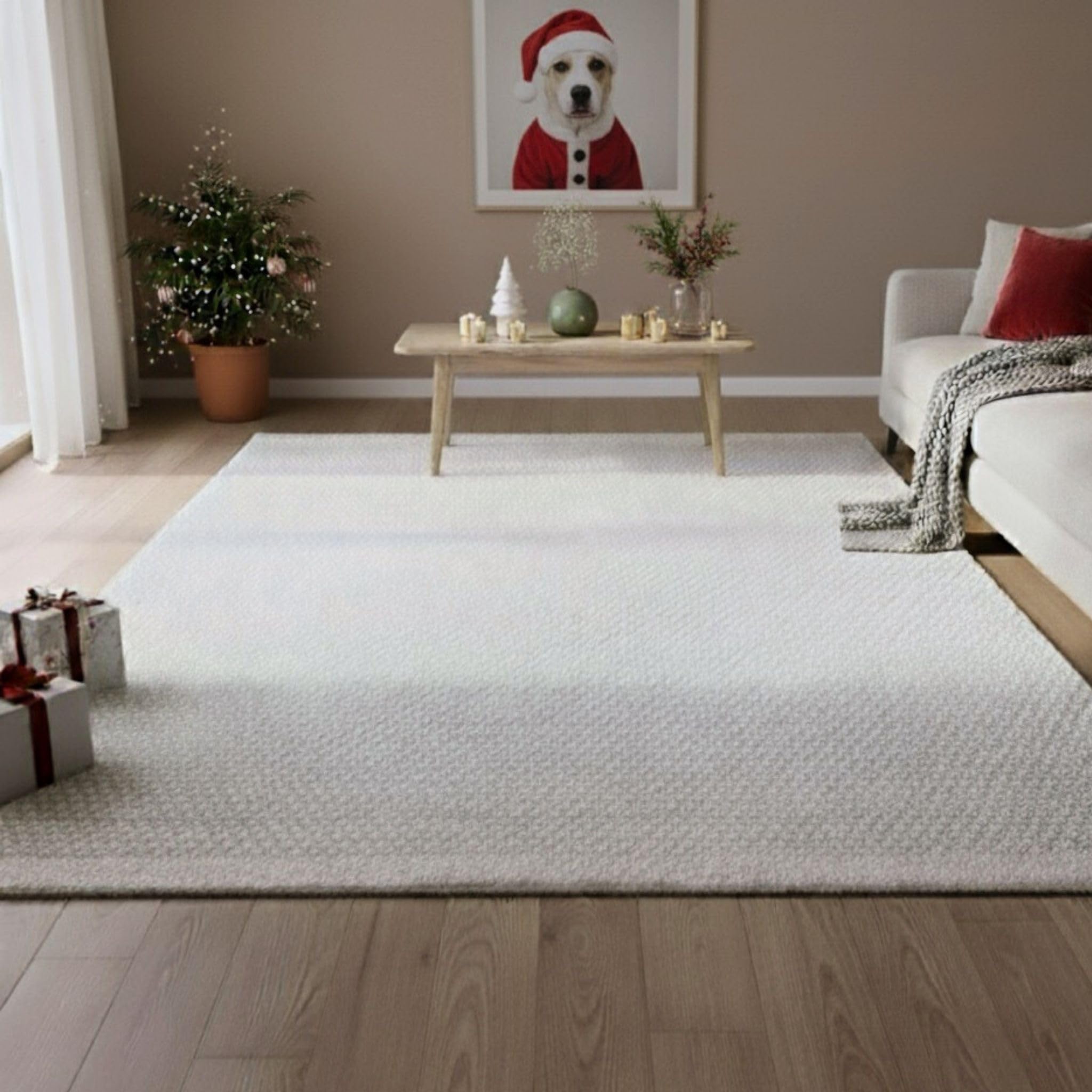 MY-RUG Wollteppich 200x240 cm - WoolHeaven Schurwolle Natur Weiß | Handgewebter Wendeteppich aus gewalkter Wolle, weich und robust, ideal für Wohnzimmer, Boho und Skandinavisch Design