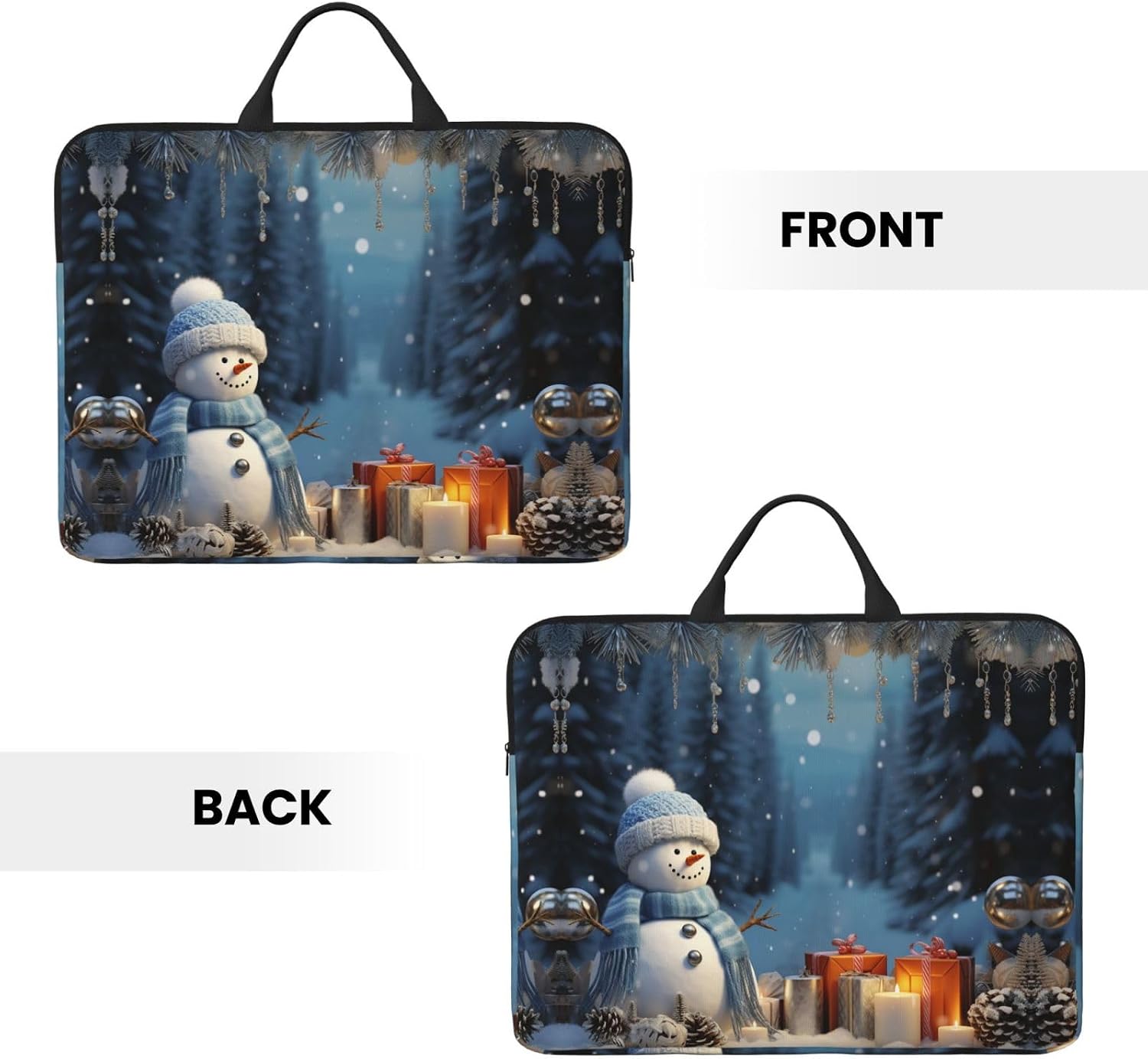 360 Protective Laptop Case 14 inch, Christmas Decorative Gifts Snowman Laptop Sleeve with Handle Shockproof Computer Bag Waterproof Traveling Computer Cover Notebook Case Briefcase Gifts for Men Women image 3