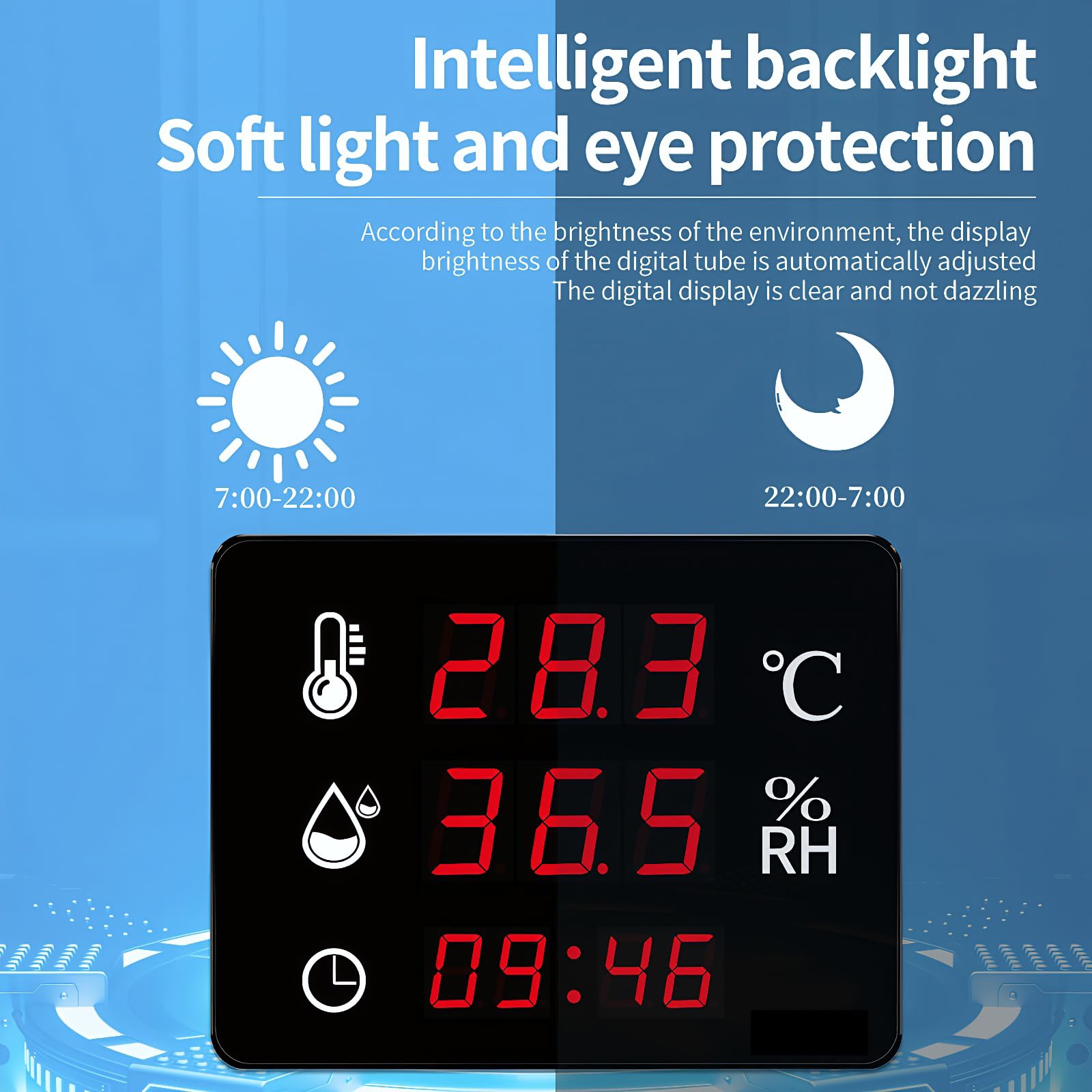 Mengshen Higrómetro Industrial con Alarma Reloj Calibrado y sensor de alta Precisión Laboratorios Almacenes Ggranjas y Hospitales Con Monitor Temperatura y Humedad