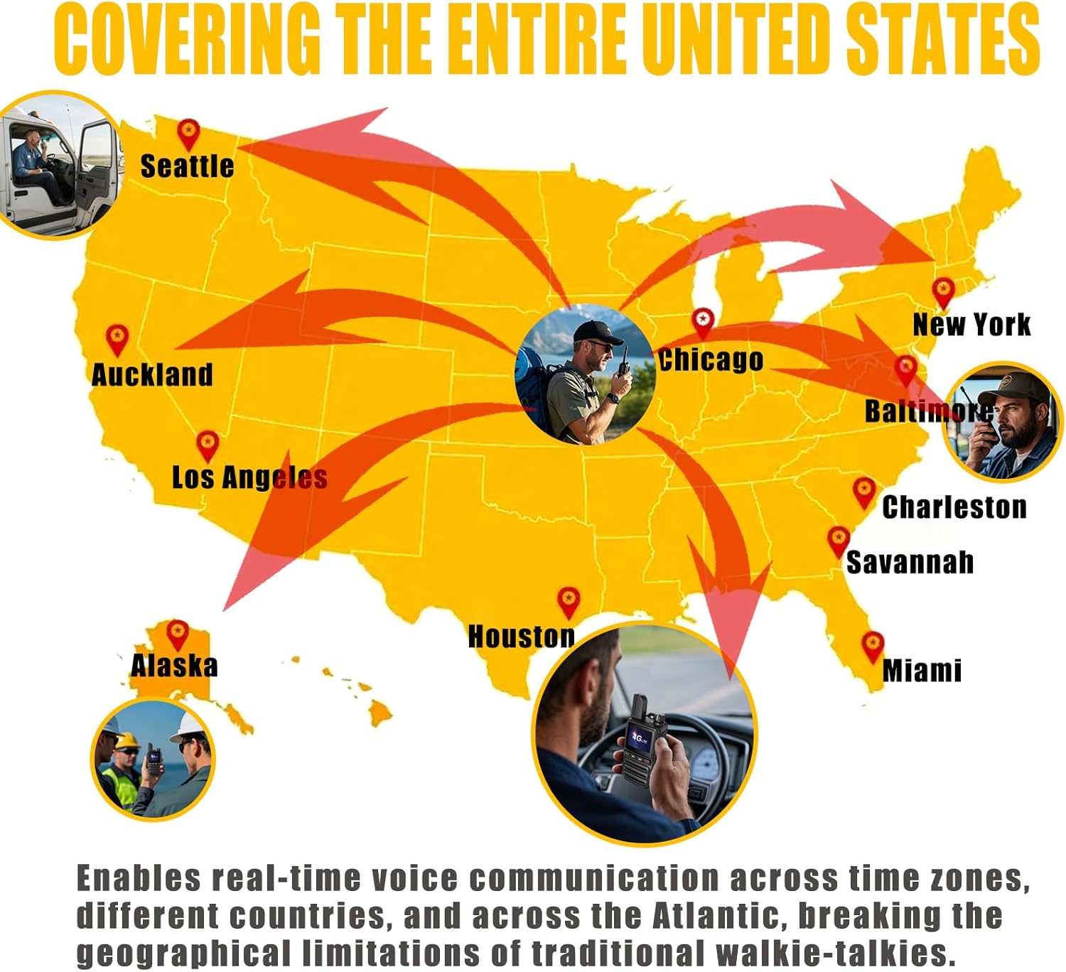 2 Pcs Lifetime Free Long Range Walkie Talkies,4G LTE Unlimited Range POC Two-Way Radios,with Lifetime SIM Card,Unlimited Range(Push-to-Talk Over Cellular) for Construction/Fleet Dispatch.