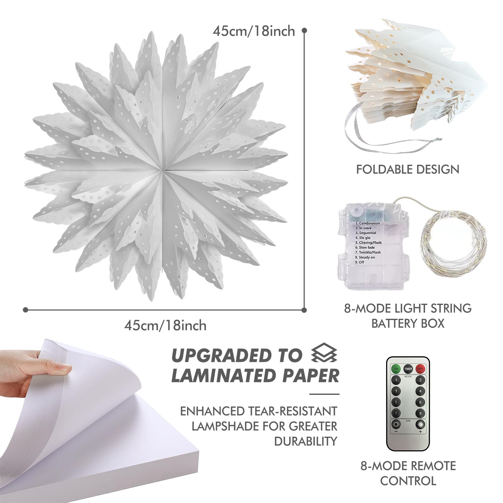 Amazon.de: Fernbedienung Weihnachtsstern Beleuchtet, Papiersterne zum  Aufhngen, Weihnachtsdeko Weihnachtsstern Fenster, Stern Fenster  Beleuchtet, Papiersterne Leuchtsterne Fensterdeko Weihnachten, 45 cm  Wei