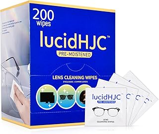 LucidHJC Lens Wipes for Eyeglasses/Camera Lenses,and Screens of cellphones/laptops/Computers .Cleaning Spots or dirts. Wrapped Individually Paper Wipes, Count 200