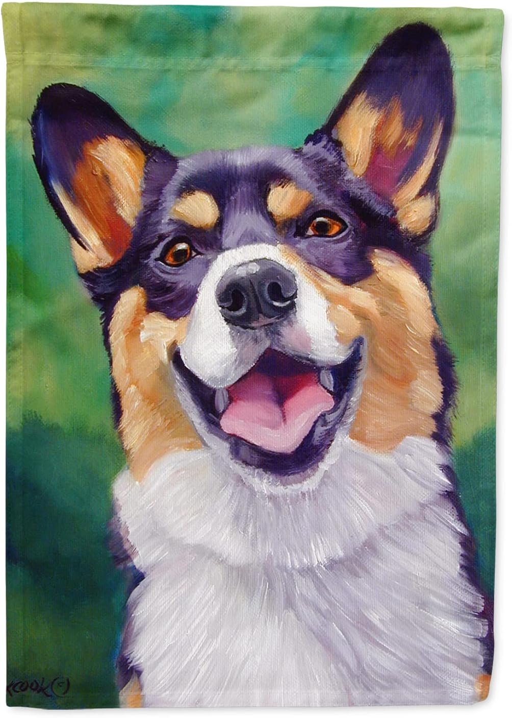 Caroline's Treasures 7364CHF Tricolor Pembroke Corgi House Flag Large Porch Sleeve Pole Decorative Outside Yard Banner Artwork Wall Hanging, Polyester, House Size, Multicolor