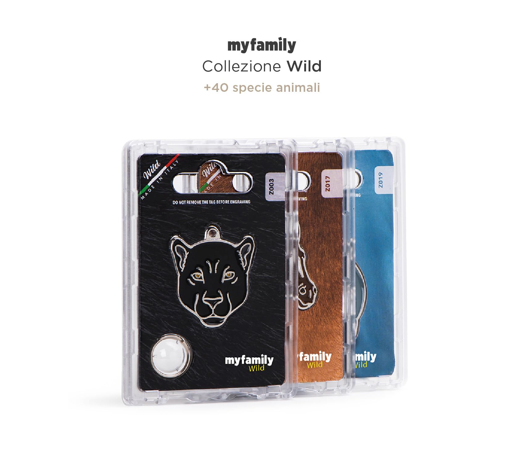 My Family Placa de Identificación personalizado para perro Made in Italy, Conejo, Placa de identificación de Perro Grabada Gratis Aluminio, Metal Esmaltado a Mano, Colección Wild