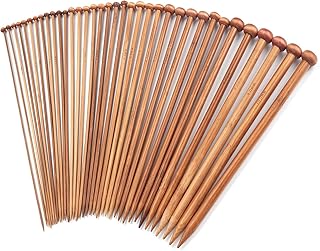 LIHAO 30pcs Bamboo Knitting Needles Set, Wooden Knitting Needles, Knitting Kit Accessories for Beginners Handmade, Single Pointed from 2.0mm-10.0mm