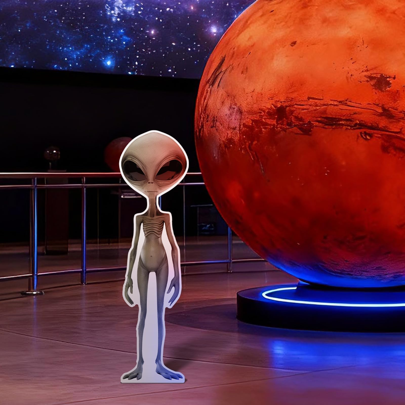 Kartonowe wycięcie obcego kosmity w naturalnej wielkości stand-up, duży karton kosmity do strasznej dekoracji UFO, statek kosmiczny, rekwizyty fotograficzne, tło do science fiction, dekoracja