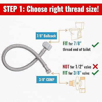 SUNGATOR 16'' Toilet Water Supply Line, 7/8