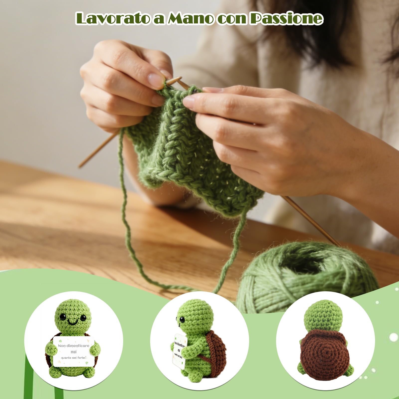 Tartaruga Portafortuna Fatta a Mano con Messaggi Ispiratori - Peluche Morbido con Frasi Motivazionali in Italiano, Regalo Originale per Amiche, Compleanni e Lauree (Tartatata)
