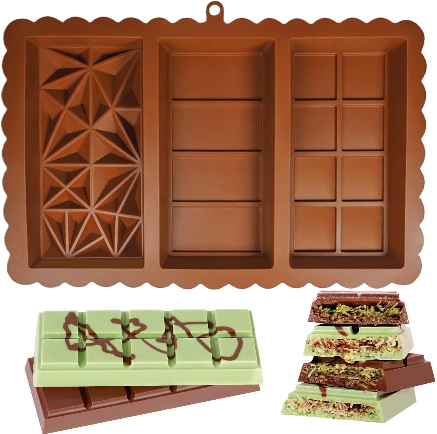 Deep Chocolate Bar Mold,Rectangular Non-Stick Deep Mould | Easy Release Chocolate Bar Tray Mold | for Men Women Stuffed Filling Homemade Making Bakery Confectionery Holiday Party Snack