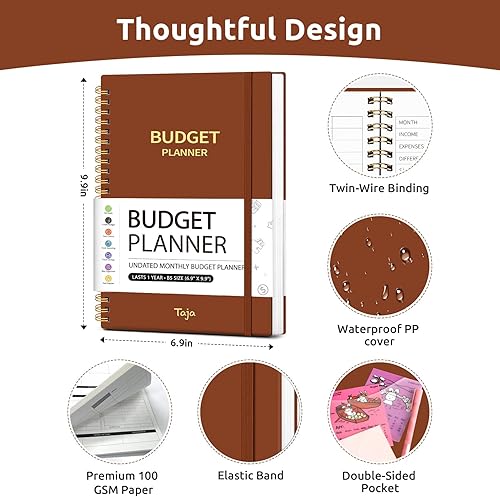 Miniatura 21 de Agenda de presupuesto, libro de presupuesto mensual con cuaderno de seguimiento de gastos, organizador de facturas sin fecha y planificador