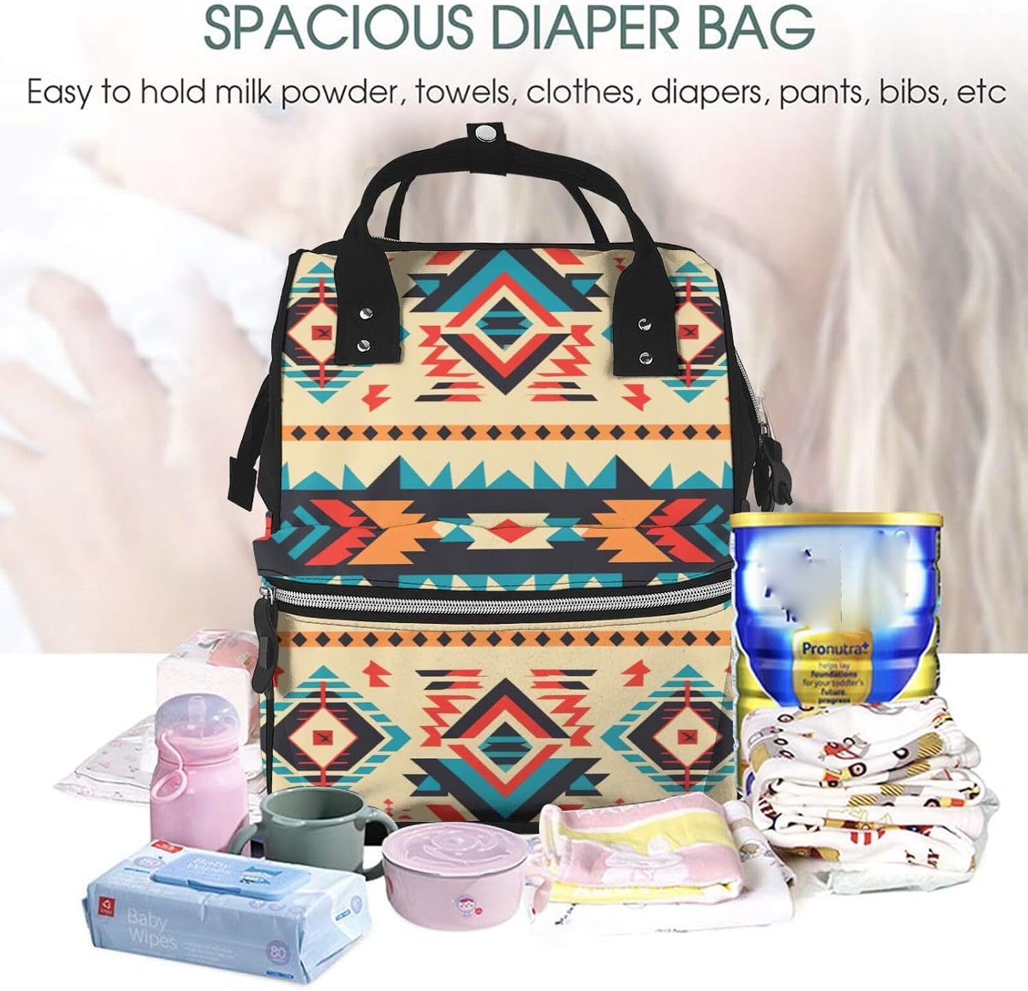 Native American Diaper Bag Large Capacity Travel Backpack image 5