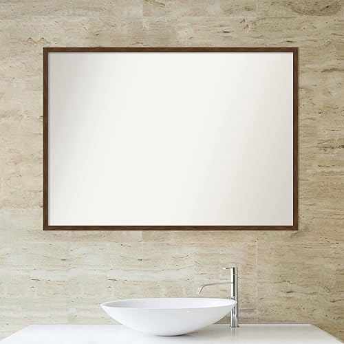 Miniatura 5 de Amanti Art Wood Bathroom Mirror, Carlisle Brown Narrow Wall Mirror for use as Bathroom Vanity Mirror Over Sink (28 x 39 in.) Non-Beveled Mirror,