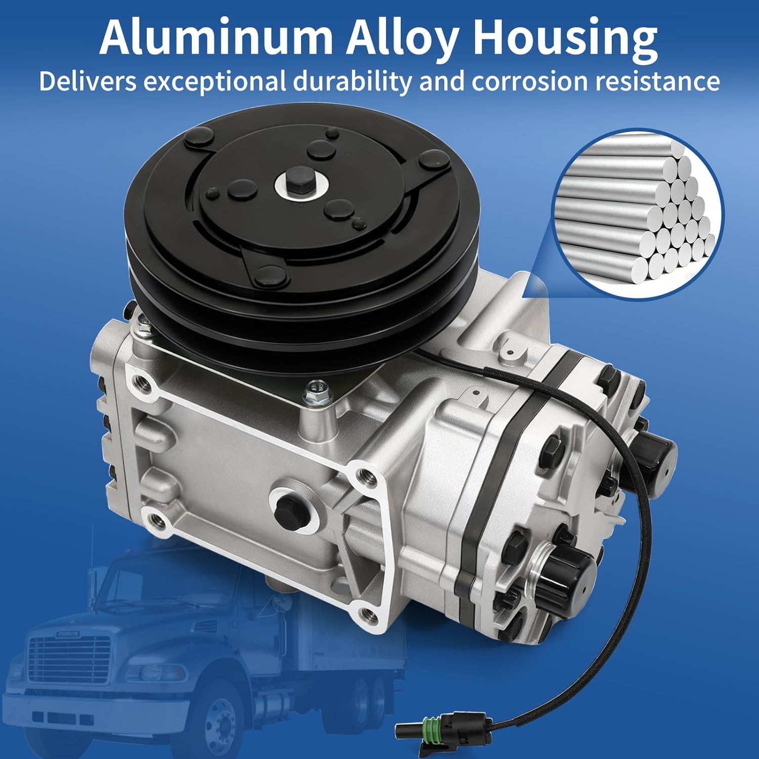 AC Compressor with Clutch Automitive Replacement Air Conditioning Compressor Compatible with Freightliner FL50/M2/FLD series Kenworth T660/T600A Peterbilt Trucks Accessory, Replace # 2502459C91