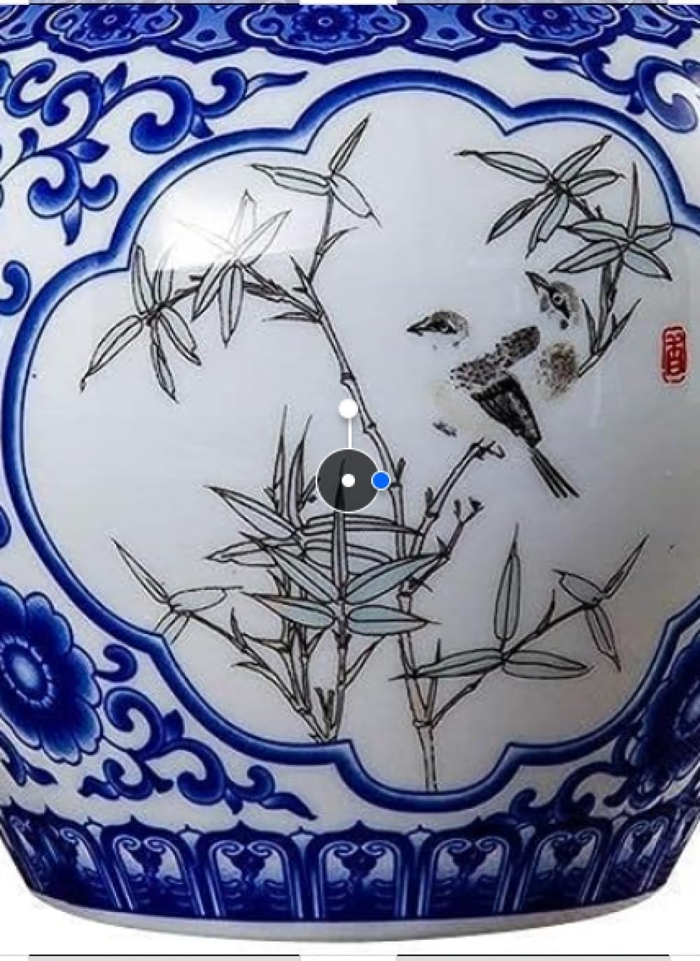 Amazon.co.jp: 青と白の磁器の竹と鳥の陶器の蓋付き瓶花瓶、中国明朝