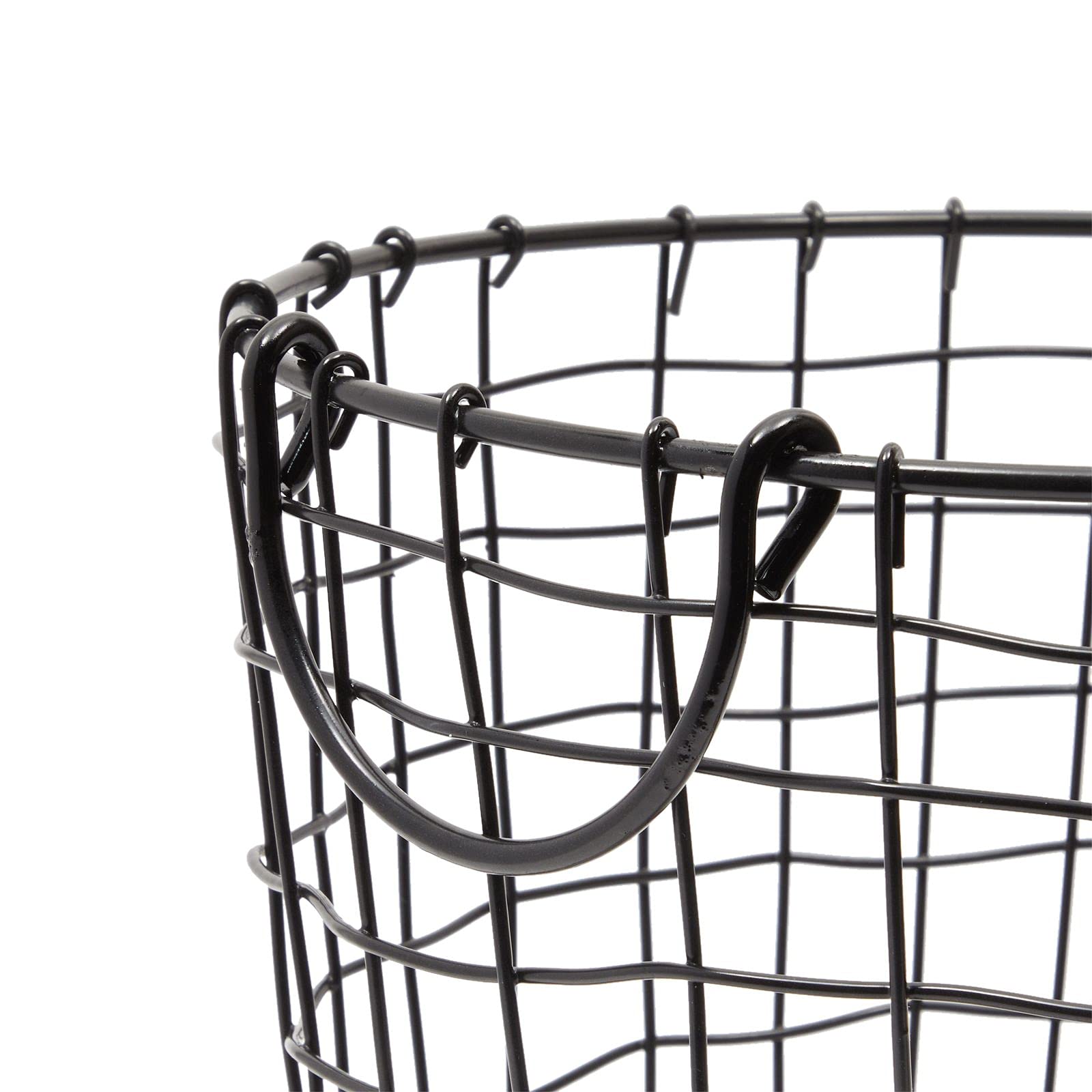 Round Black Wire Laundry Baskets with Handles (Metal, 8.5 x 11 In, 2 Pack)