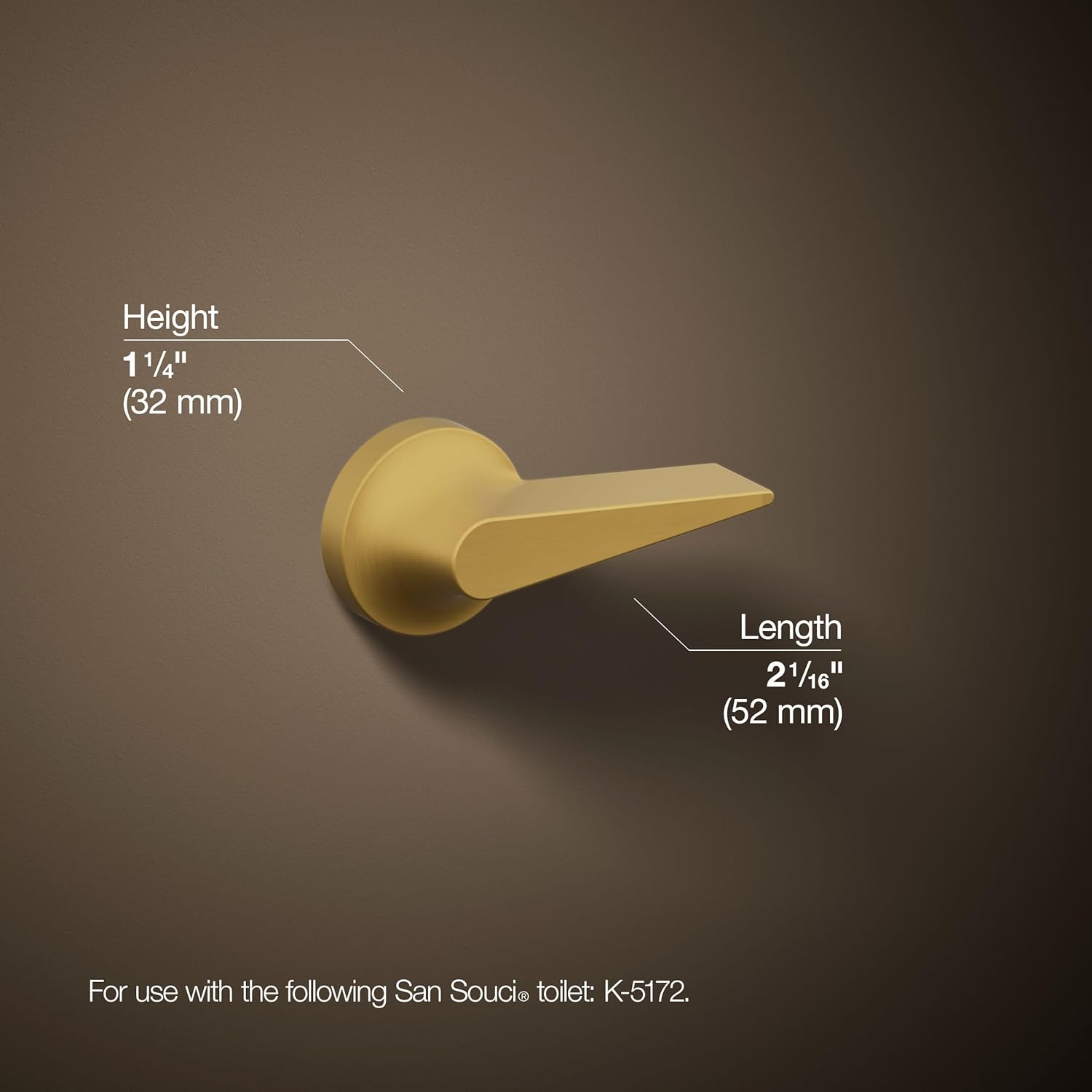 Kohler K-9171-L-2MB San Souci Left-Hand Trip Lever, Vibrant Moderne Brushed Brass