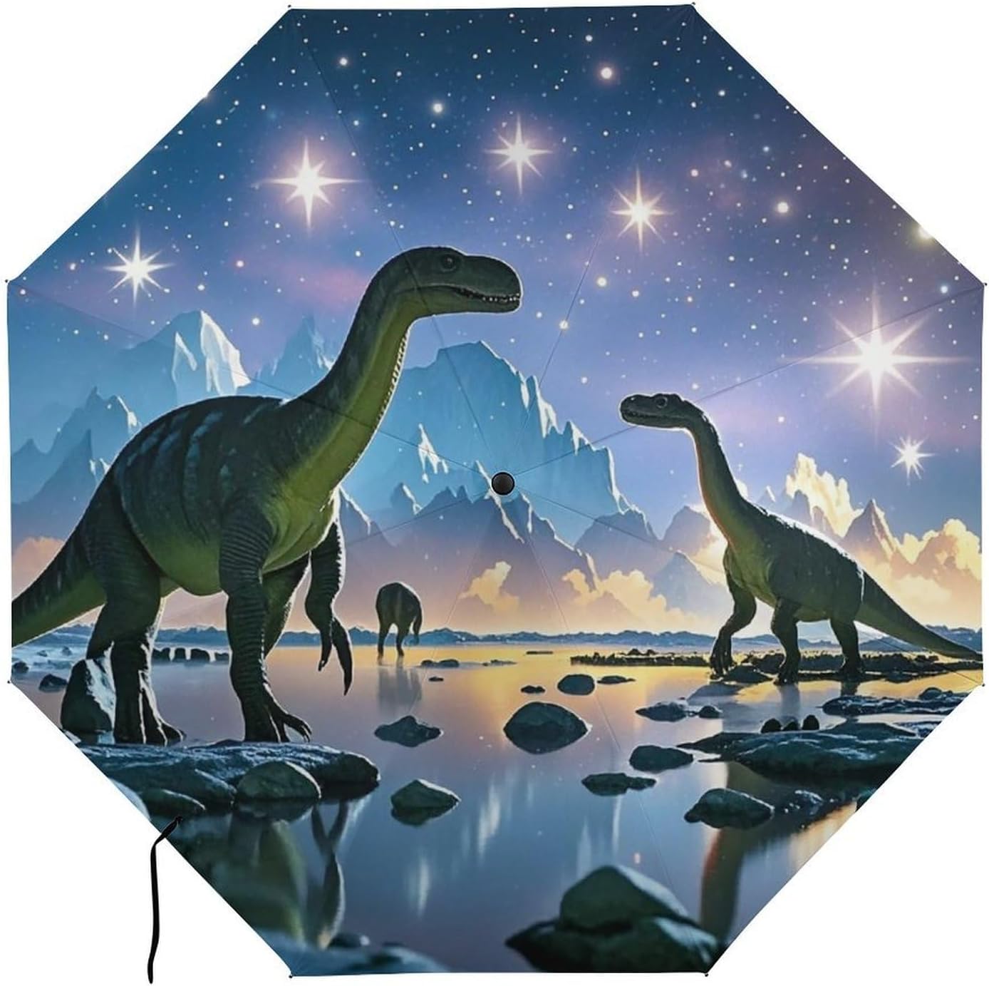 Dinosaurs And Stars Golf Umbrellas-2 Fold Automatic,Windproof Umbrella with Portable,Strong,Folding Umbrella for Women Men