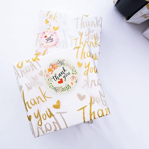 Miniatura 3 de MR FIVE 50 hojas de papel de seda blanco con dorado metálico a granel, 20 x 14 pulgadas, papel de seda de agradecimiento para embalaje, bolsas de