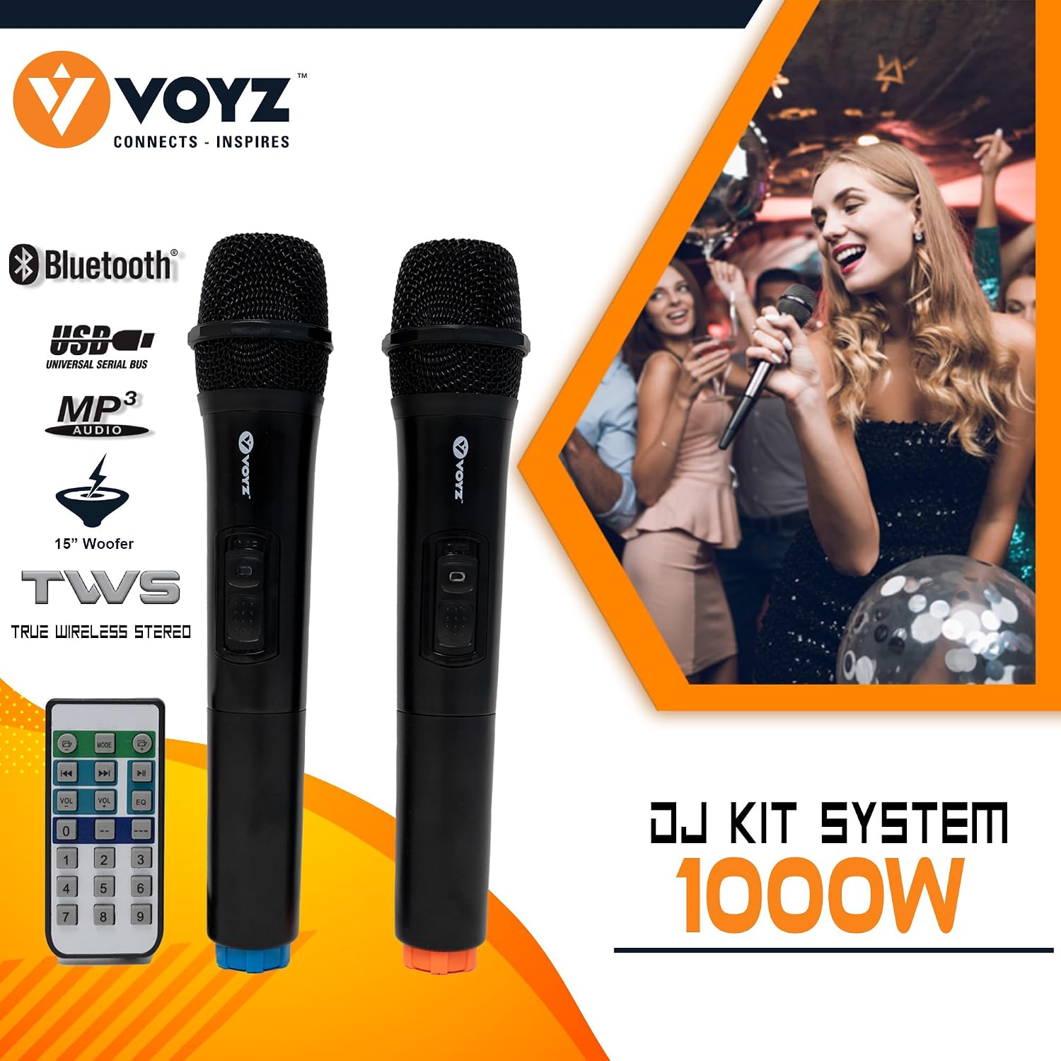 Two VOYZ wireless microphones.