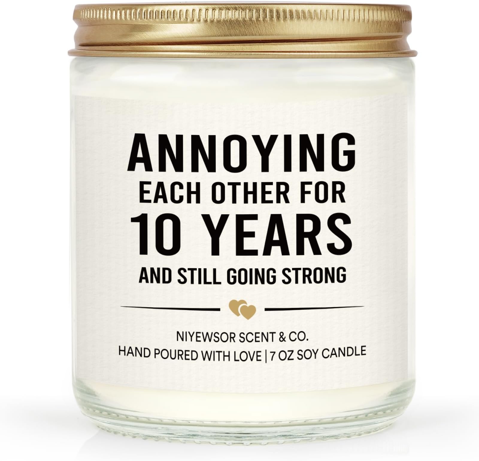 10th Wedding Anniversary Couple Gifts, 10th Anniversary Candle Gifts for Couples, Husband, Wife, Him, Her, Friends, Aluminum Wedding Keepsake, Handmade, 7oz