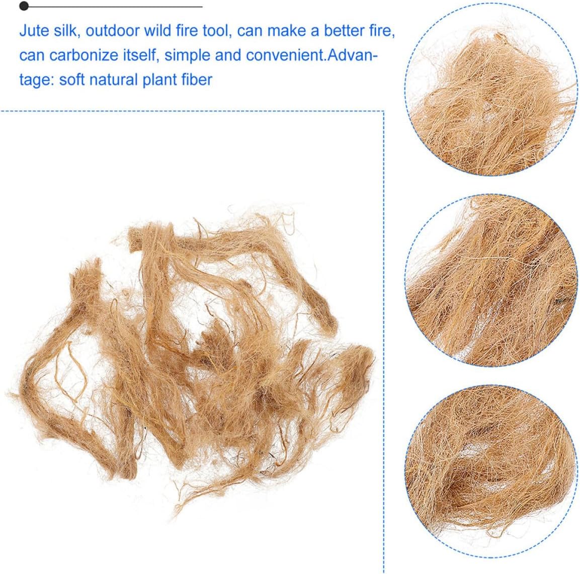 Natural Jute Flame Starters 3pcs Large Flame Igniters Camping Accessory Professional Outdoor Fire Tool for Survival and Emergency Use