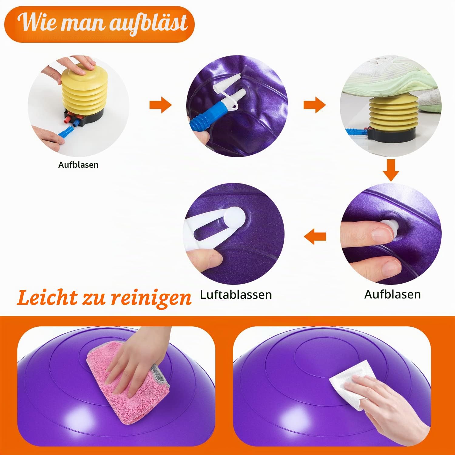 DASKING Yoga Ball Gymnastikball Sitzball und Fitnessball Pilatesball Yoga Erdnussball Peanut Ball 90 x 45 cm
