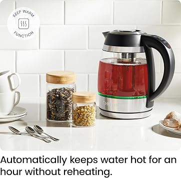 Chefman 1.8L Glass Electric Kettle 1500W, Temperature Control, Fast Boil