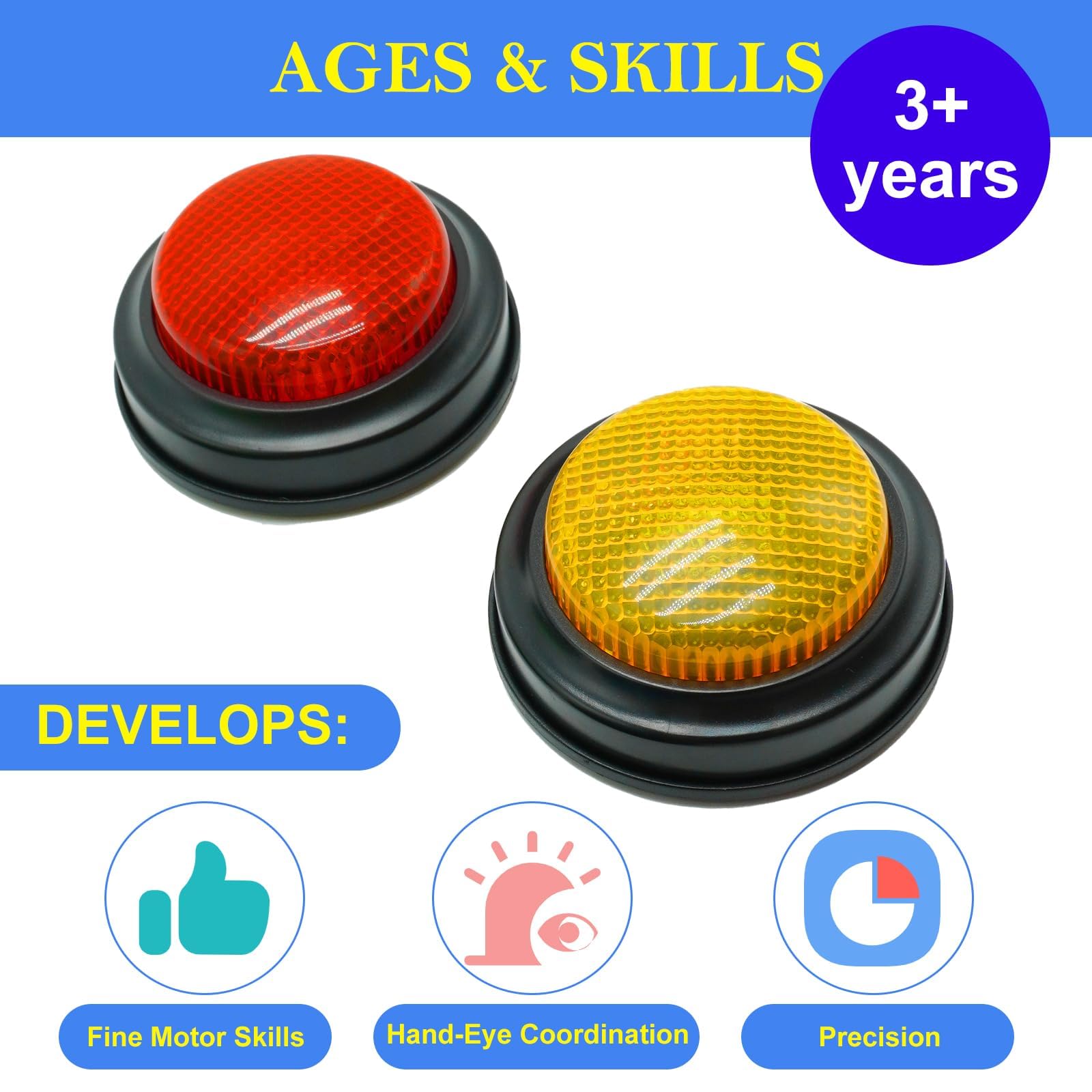Cicalino Risponde, 2 pezzi Buzzer con Luce e Suono, Cicalini per Game Show Buzzer Giocattoli, Buzzer Button Quiz, Rispondi al Cicalino, per Attività in Classe, Giochi in Famiglia, Competizioni