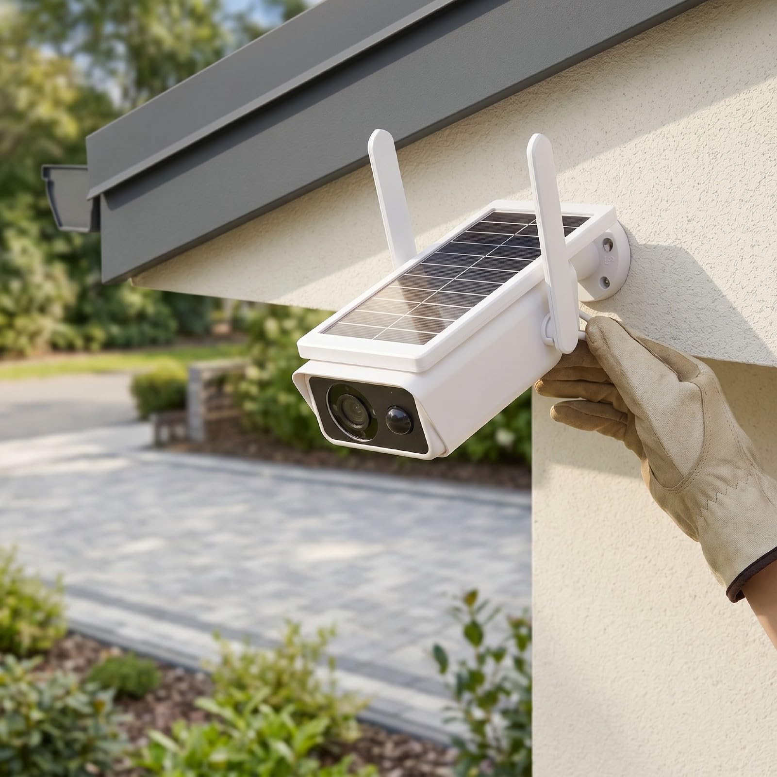 Sxhlseller Telecamera di Sicurezza Solare, Risoluzione 3Mp 2,5K Registrazione 24 Ore su 24, 7 Giorni su 7 Rilevamento Oggetti Ai Telecamera di Sicurezza Domestica Wi-Fi Solare, Avvisa