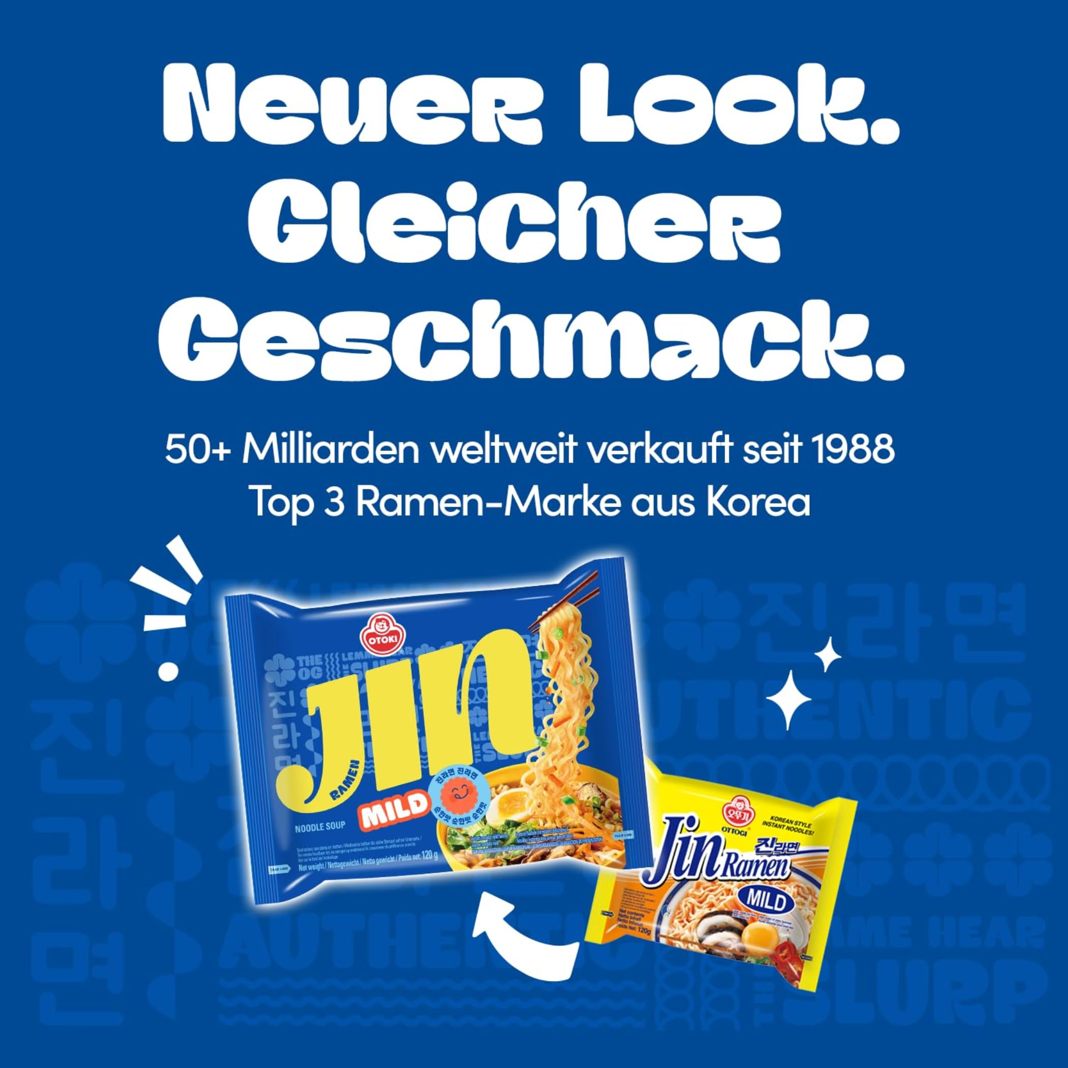 OTOKI Jin Ramen | 120g x 20er Box Ramen | Koreanische Instantnudeln zum Kochen | Würzige milde Ramyeon-Suppe | Ideal für Gastronomie, Familien oder Vorrat (20er, Mild)