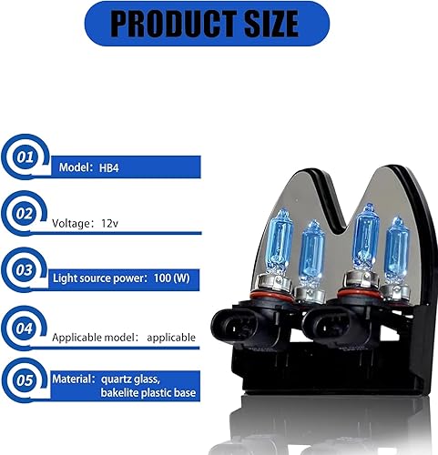Miniatura 2 de gunhunt 2 luces halógenas 9006 para automóvil, bombillas ultra blancas, luces antiniebla de conducción de 12 V y 100 W, bombillas de haz alto