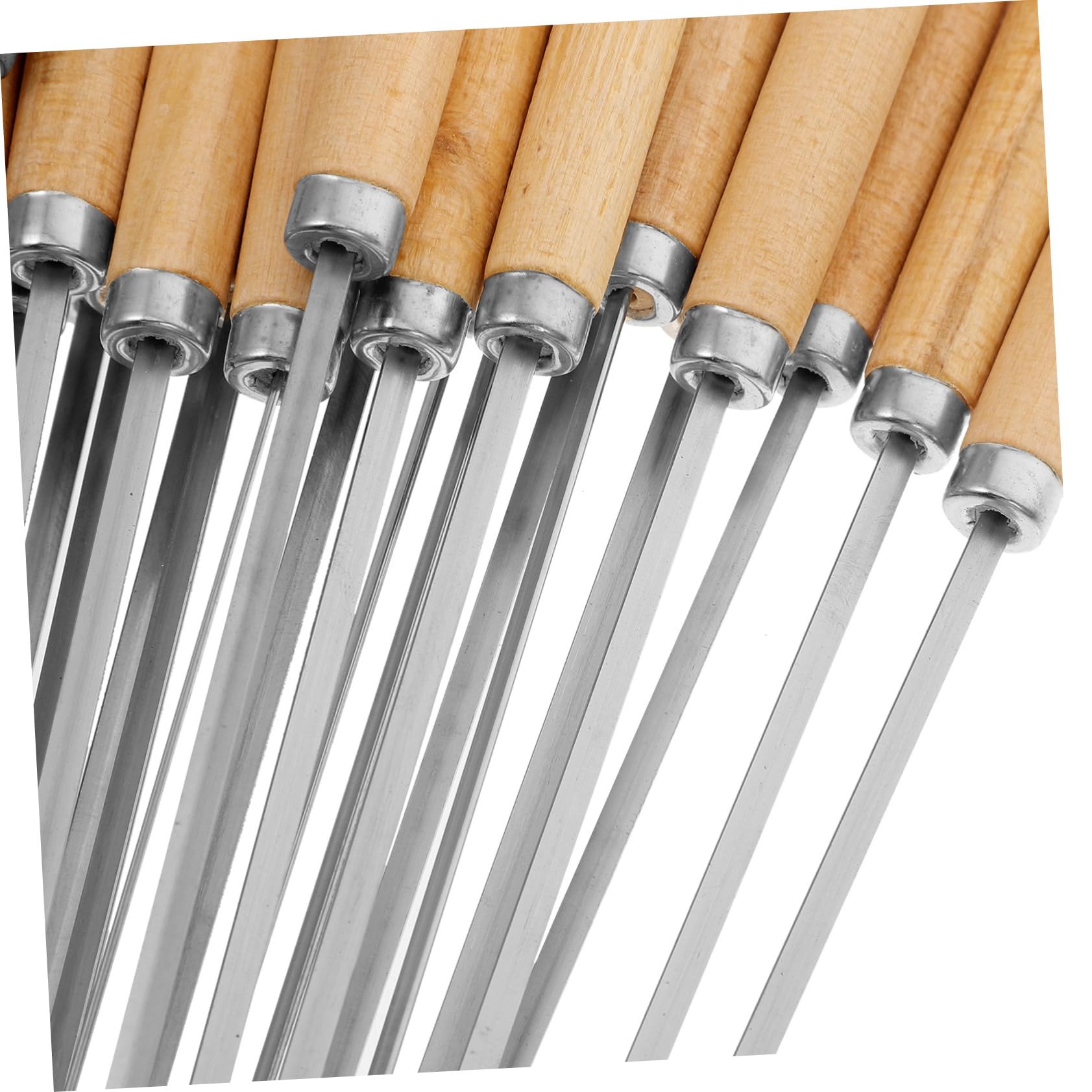 VILLCASE Spiedini per Barbecue 50 Pezzi in Acciaio Inossidabile 304 Manico in Legno, Resistenti ad Alte Temperature e Versatili per Carne e Verdure, per Grandi Grigliate