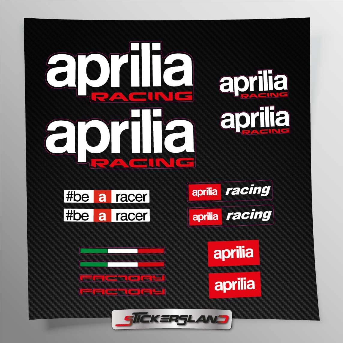Kit adesivi compatibile con Aprili racing factory BIANCO | uso personale, privato e decorativo | Per moto casco carena | decals sticker Decalcomanie Aftermarket | FACILE APPLICAZIONE