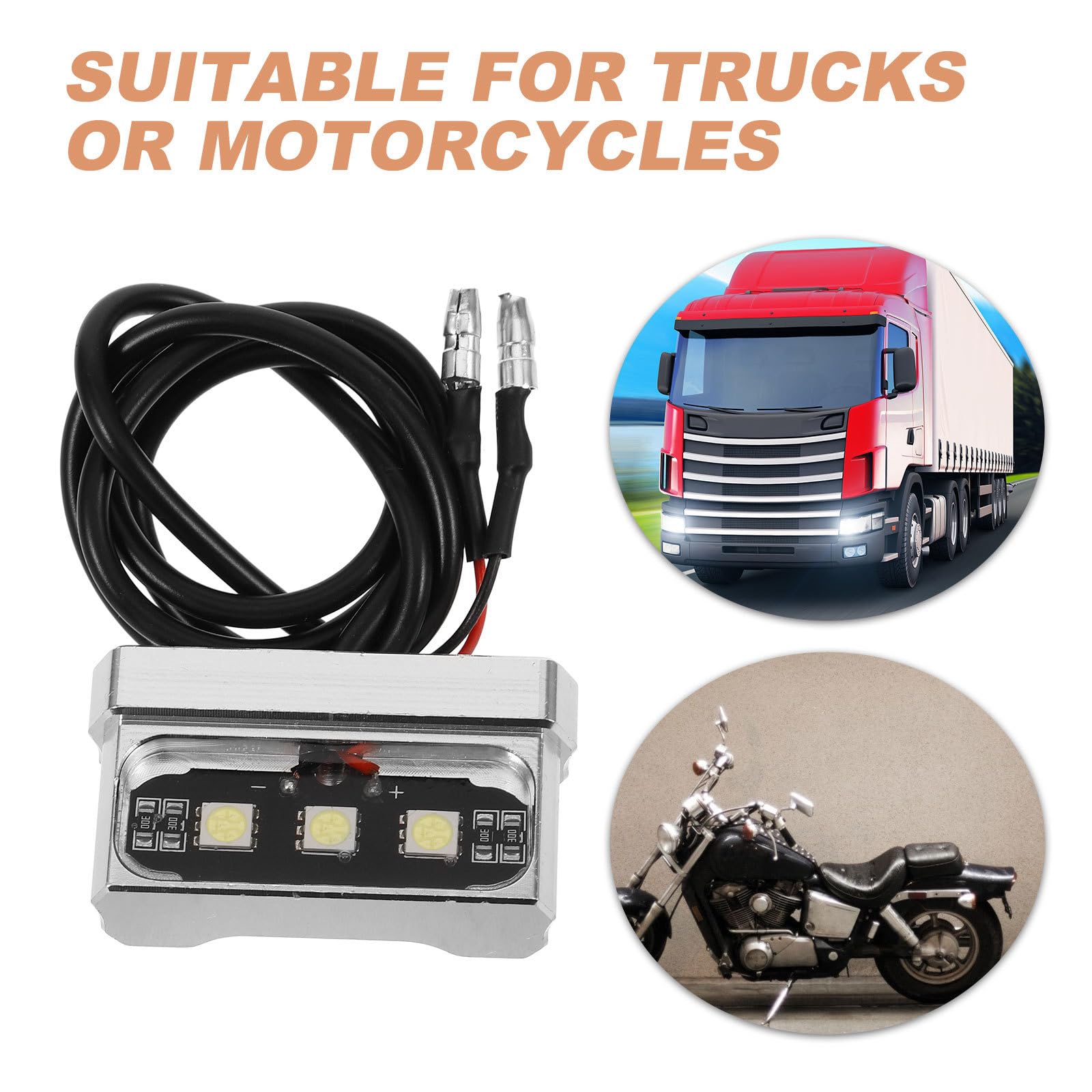 Luz Fácil Instalación Iluminación Brillante y Diseño Único en Aleación de Aluminio Plateada para Motocicleta para Remolques y Coches